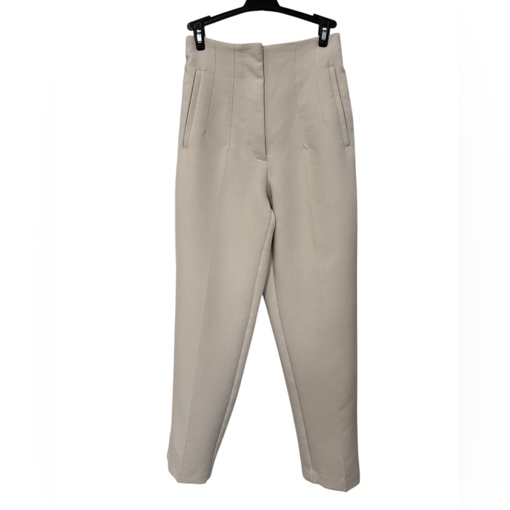 Zara High-Waisted Cream Colored Trousers (Size XS)